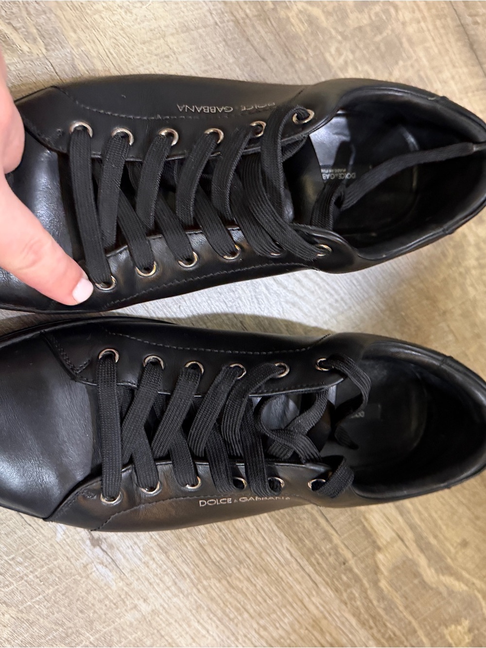 Dolce & Gabbana Black Leather Low-Top Lace-Up Sneakers